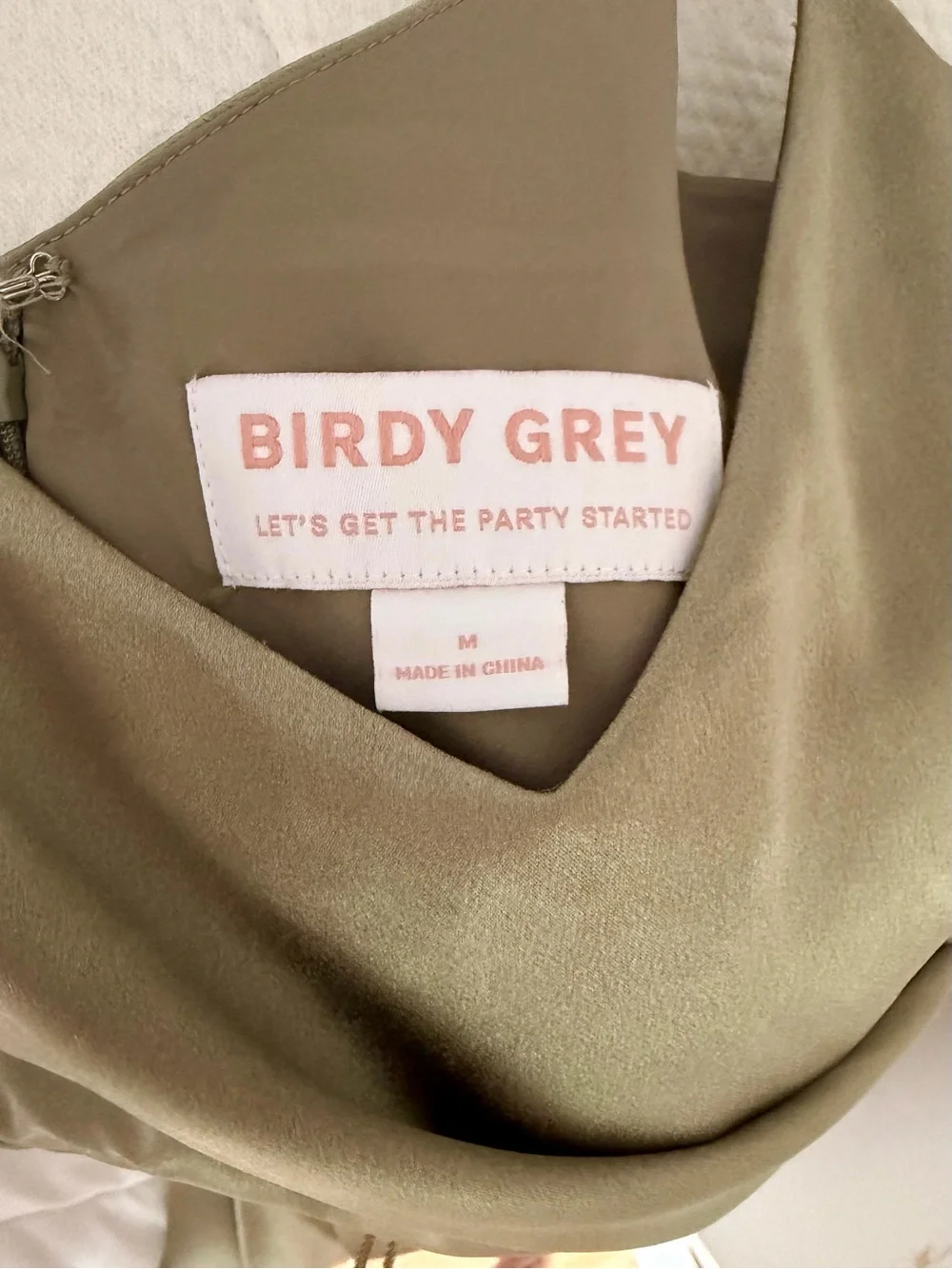 Birdy Grey Moss Green Satin (Catherine Style) with Side Slit - Picture 4 of 6